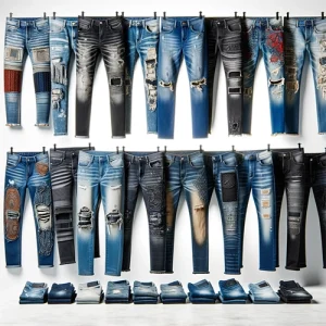 شلوار جین با بافت‌های متنوع