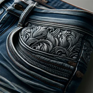 شلوار جین با دوخت‌های برجسته